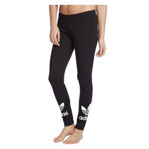 NWT Adidas Trefoil Women's Cotton Spandex Leggings Black White Logo Size XS